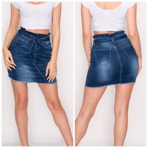 NWT Denim Mini Distressed Skirt Size Small
